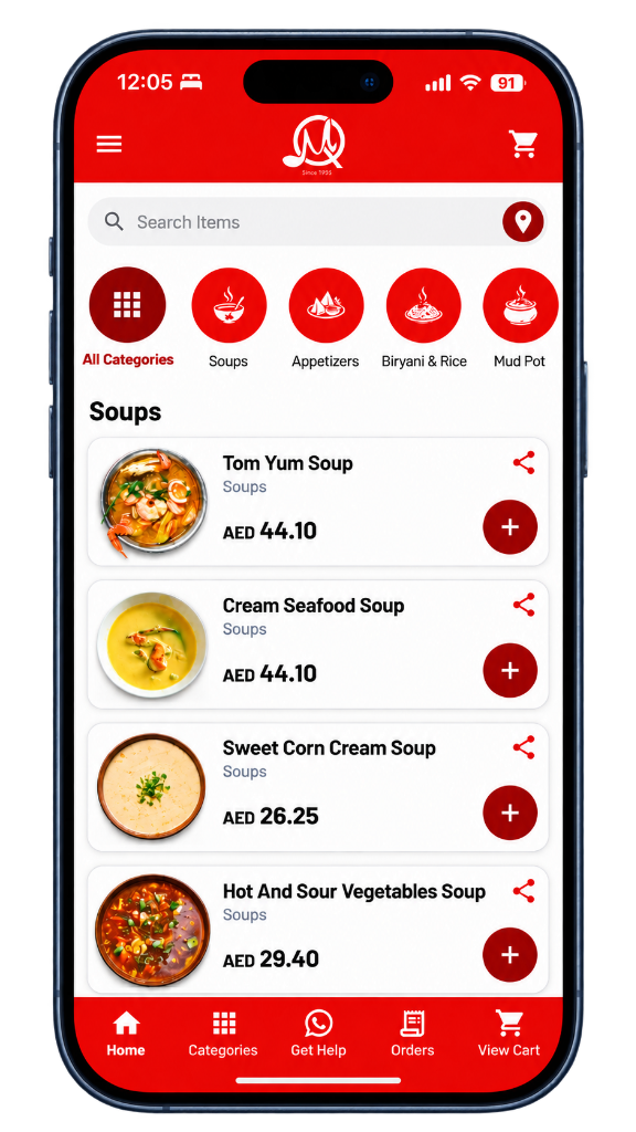 Al Miqat Online Ordering Web App on Mobile