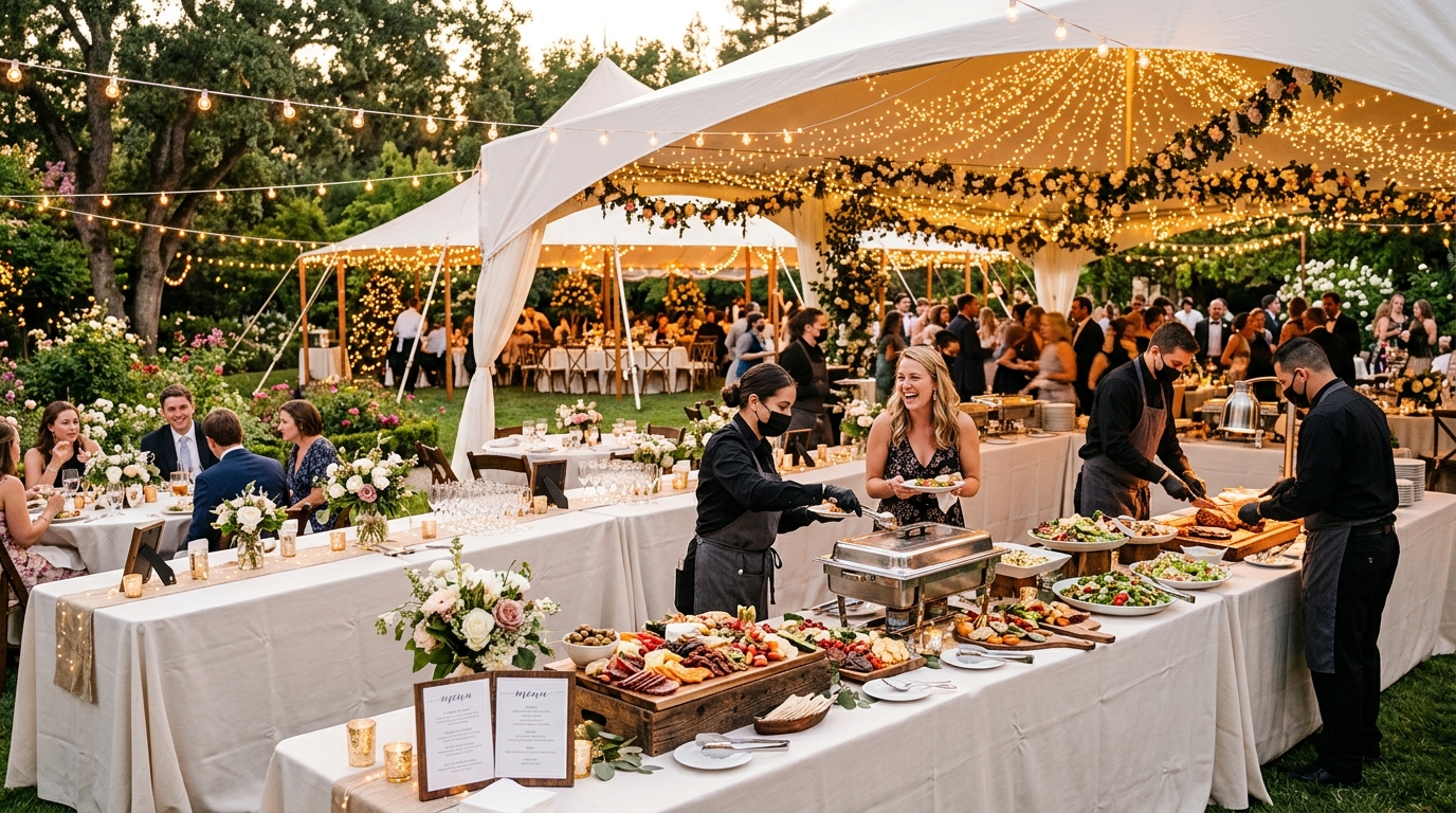 Outdoor catering buffet service by Al Miqat